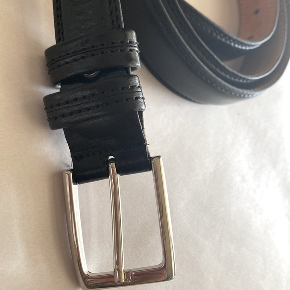 Maximilian leather Belt Black Men’s solid brass buckle 48’ Made in Italy Classic - Picture 3 of 8